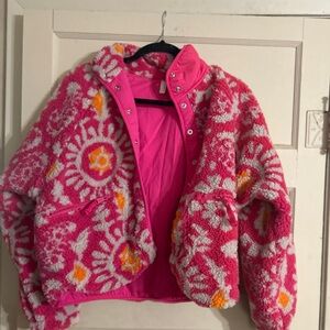 FP Movement by Free People Pink and Orange Floral Ski Jacket